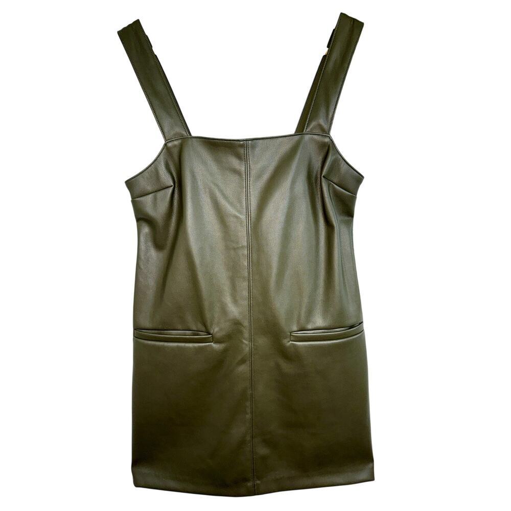 Abercrombie & Fitch Olive Green Faux Leather Vegan Leather Mini Dress Womens XS